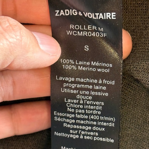 Zadig & Voltaire Roller Khaki Wool Dress with Glitter Star Elbow Patches Small - Picture 11 of 11